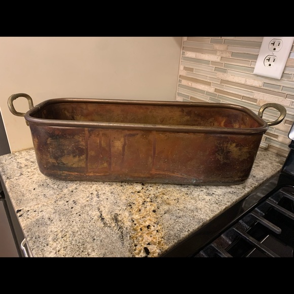 VINTAGE HEAVY COPPER PLANTER BOX HANDLES